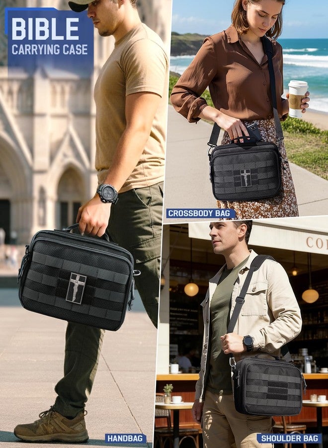 RXW Large Bible Cover Bag for Men Women, Tactical Bible Carrying Case Fully Padded of Double Layer Design, Utility Church Bag Organizer with Shoulder Strap for Tablet Art EDC, Christian Gifts for Mom - Image 5
