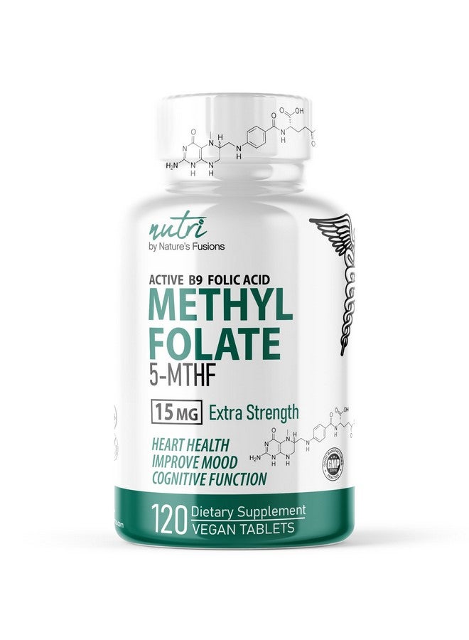 Nature'S Fusions مكمل ناتشرز فيوجنز نوتري 5-MTHF L ميثيلفولات 15 ملغ - إمداد لمدة 4 أشهر، 120 قرص نباتي - مكمل فولات ميثيلاتي - وظيفة معرفية، صحة القلب، دعم قبل الولادة - حمض الفوليك الميثيلاتي - Image 1
