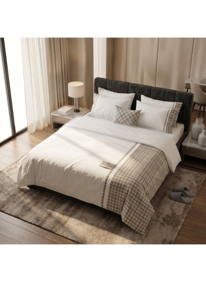 TM HOME Checkered Patchwork Duvet Cover Set, 3 Pieces, 100% Natural Cotton, 500 Embroidery Stitches, 5-Star Hotel Quality - Image 5