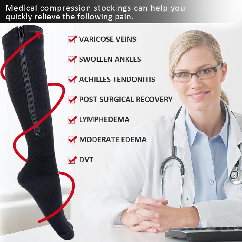 Ailaka Medical 15-20 mmHg Zipper Compression Socks Women Men - Image 4