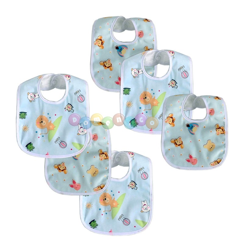DOMENICO Baby Soft Feeding Bibs/Apron Cute Multi Print|with Tich Button| Waterproof Newborn Baby Bib Set - Image 4