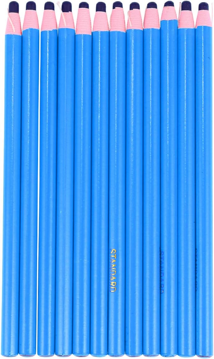 woobles White Crayons Peel- Off China Markers Set Tailors Chalk Pencil Crayon Sewing Embroidery Pen Invisable Leather Fabric Marker for Sewing Quilting Stitching Blue Black Pencils Blue - Image 1