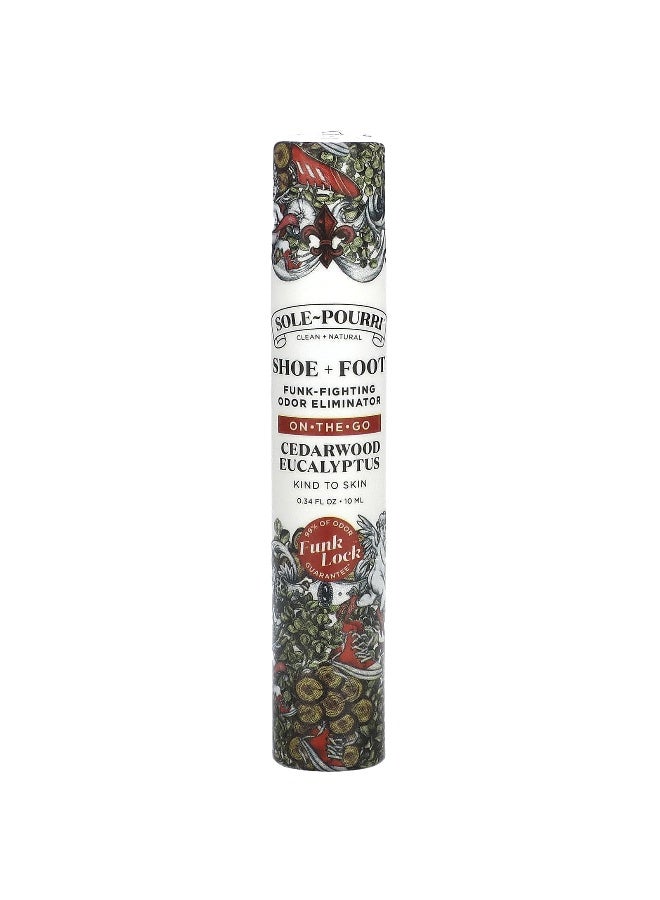 Poo-Pourri Poo-Pourri, Sole-Pourri™  Shoe+ Foot, Funk-Fighting Odor Eliminator, Cedarwood Eucalyptus, 0.34 fl (10 ml)  - Image 1