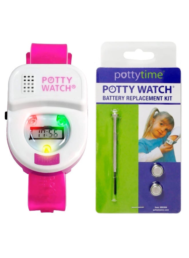 POTTY TIME Meet Watch The 1st Watch Made to Help Train (Watch + Battery Replacement Kit, Pink) - Image 1