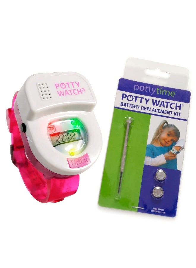 POTTY TIME Meet Watch The 1st Watch Made to Help Train (Watch + Battery Replacement Kit, Pink) - Image 4