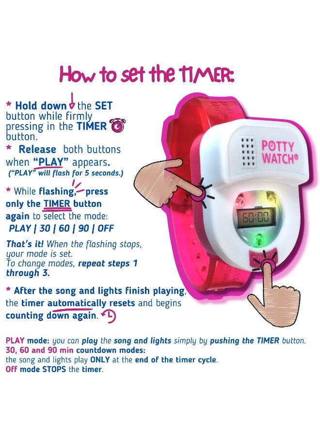 POTTY TIME Meet Watch The 1st Watch Made to Help Train (Watch + Battery Replacement Kit, Pink) - Image 5