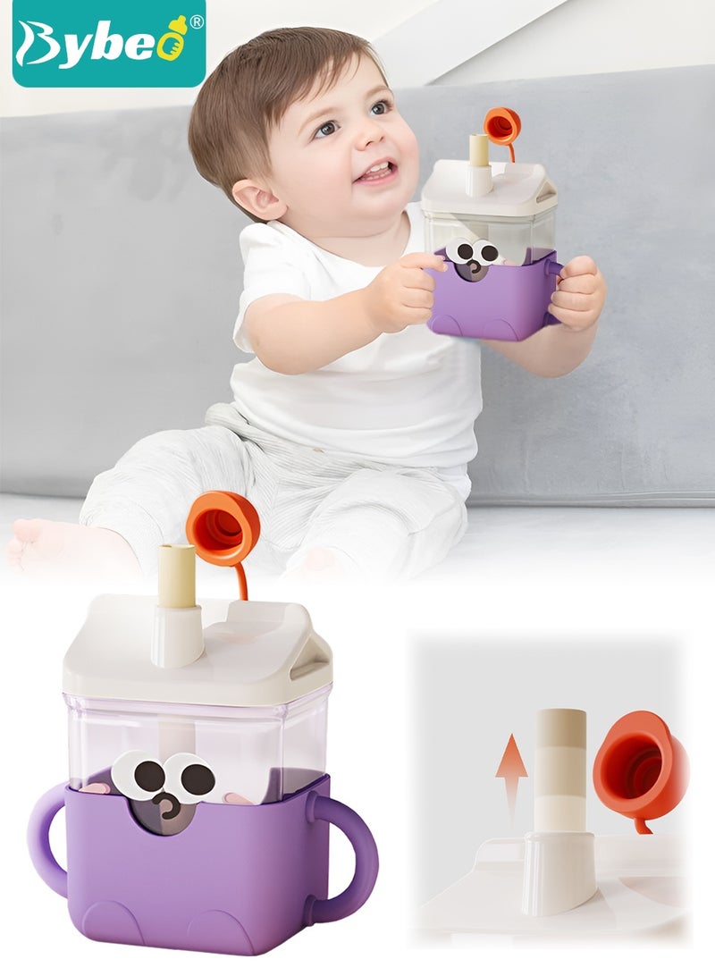 بيبو كوب شرب للأطفال مع ماصة، زجاجة مياه للأطفال للأولاد والبنات، زجاجة شرب للأطفال للمدرسة، أكواب ماصة للأطفال الصغار للاستخدام في الأماكن المغلقة والمفتوحة، خالية من مادة BPA، سعة 300 مل - Image 1