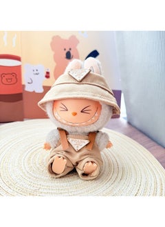 LABUBU 17cm Rabu Bu Plush Doll Clothes Pendant - Simple Sakura Outfit Keychain (Clothes Only) 