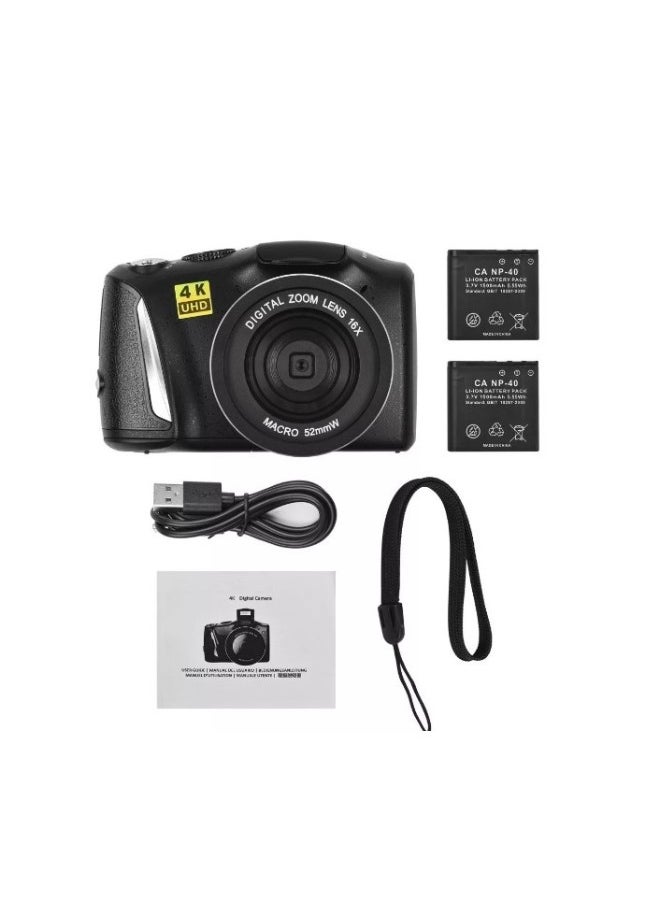 Generic English Product 48MP Digital Camera, Full HD Point And Shooting Camera With 3-inch R6S-4K-Body Color:Standard Black + Battery + English Manual  - Image 1