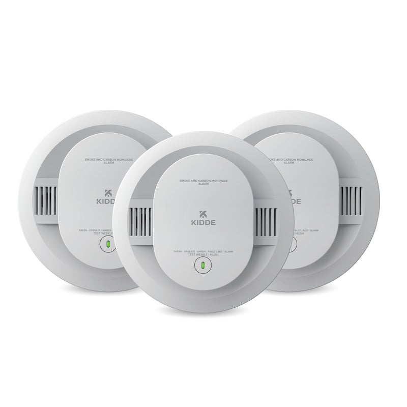 Kidde Smoke and Carbon Monoxide Detector, AA Battery Powered with LED Status Lights, 85 dB Alarm, 5 inches, 3-Pack - Image 1