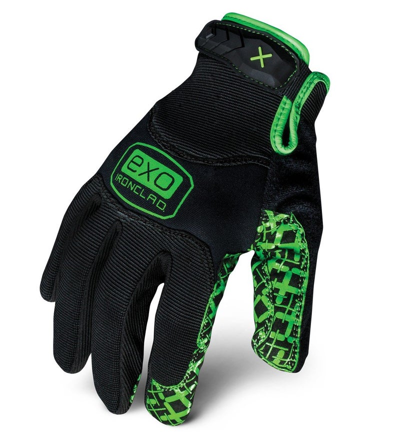 Ironclad mens Work Gloves EXO GRIP BLACK , Black & Green, Large Pack of 1 US - Image 1