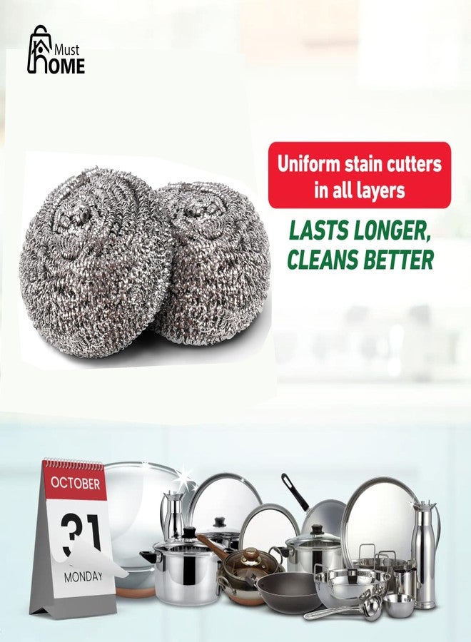 MustHome Scrubber for Utensils | Steel Scrubber for Utensils | Combo Set Steel Wool Pads, Kitchen Cleaner, Heavy Duty Cleaning Supplies - for Tough Cleaning (Pack of 12) (12) - Image 4