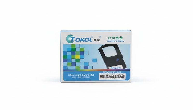 Tokol-Compatible Printer Ribbon for OKI 5320, 5330, 8340, 590 Dot Matrix Printers, High Yield Ink Cartridge for Clear Printing - Image 1