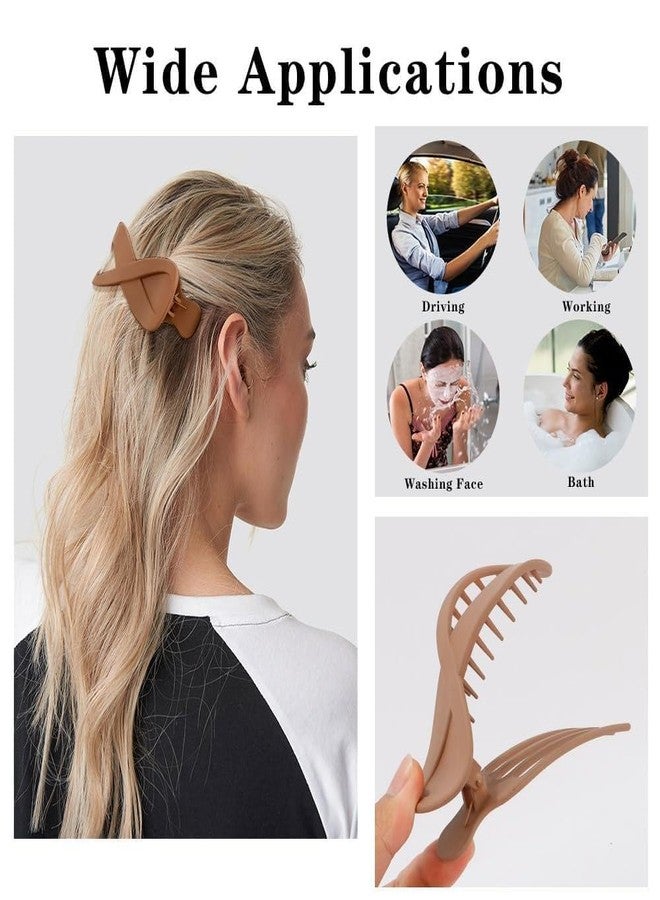 RHOSYN HAIR ACCESSORIES Flat Hair Claw Clips For Women & Girls, Matte Finish Duckbill Shape Juda Clips, Strong Grip Barrettes for Thick & Thin Hairs, Set of 3 Any Colors - Image 3