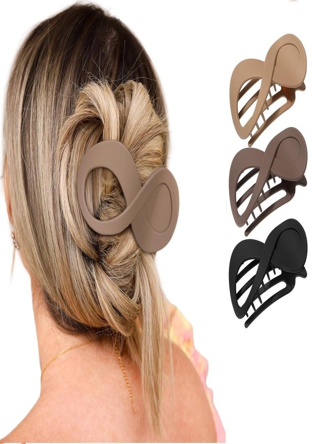 RHOSYN HAIR ACCESSORIES Flat Hair Claw Clips For Women & Girls, Matte Finish Duckbill Shape Juda Clips, Strong Grip Barrettes for Thick & Thin Hairs, Set of 3 Any Colors - Image 1