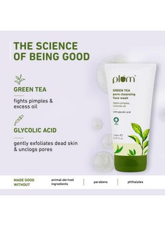 Plum Green Tea Pore Cleansing Face Wash For Oily Skin | With Glycolic Acid | Controls Excess Oil | Removes Dead Skin Cells | Gentle & Non-Drying | Women & Men | 100% Vegan | 150 Ml  - Image 3