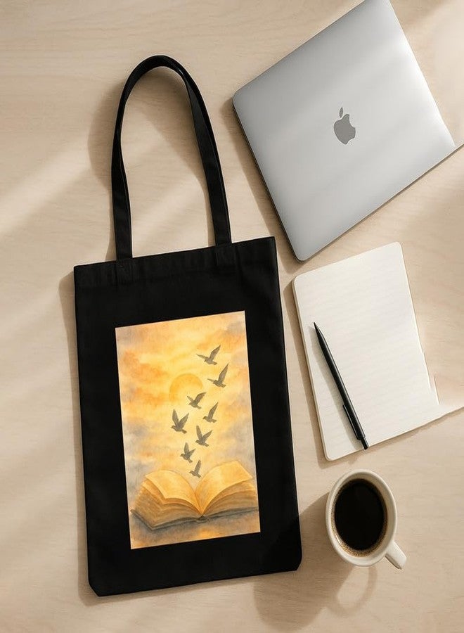 Megrok "Rise Read Repeat Book Lover?s Tote ? 16x14 Inch with A4 Pocket | Zipper Top, Study & Office Bag with Inspirational Print - Image 5