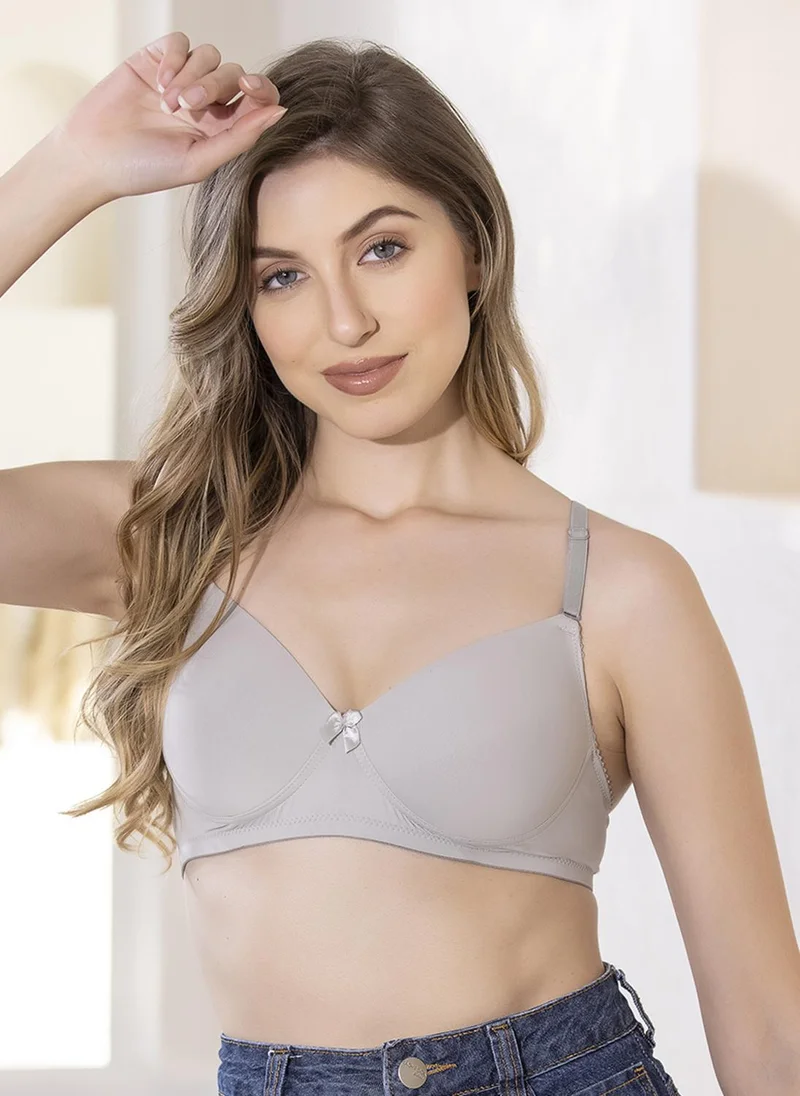 Clovia Clovia Padded Non-Wired Full Coverage Multiway T-shirt Bra in Light Grey