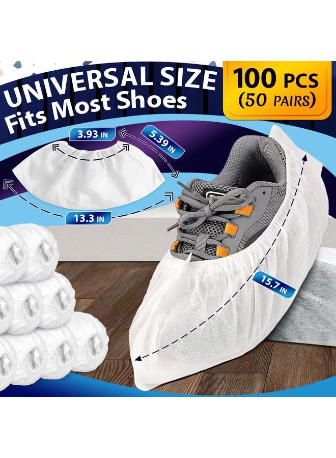 ZOKLU 100 Pack Disposable Shoe Covers Sneaker Boot Covers White Shoe Protectors Non Slip Durable Shoe Booties Cover One size(White) - Image 2