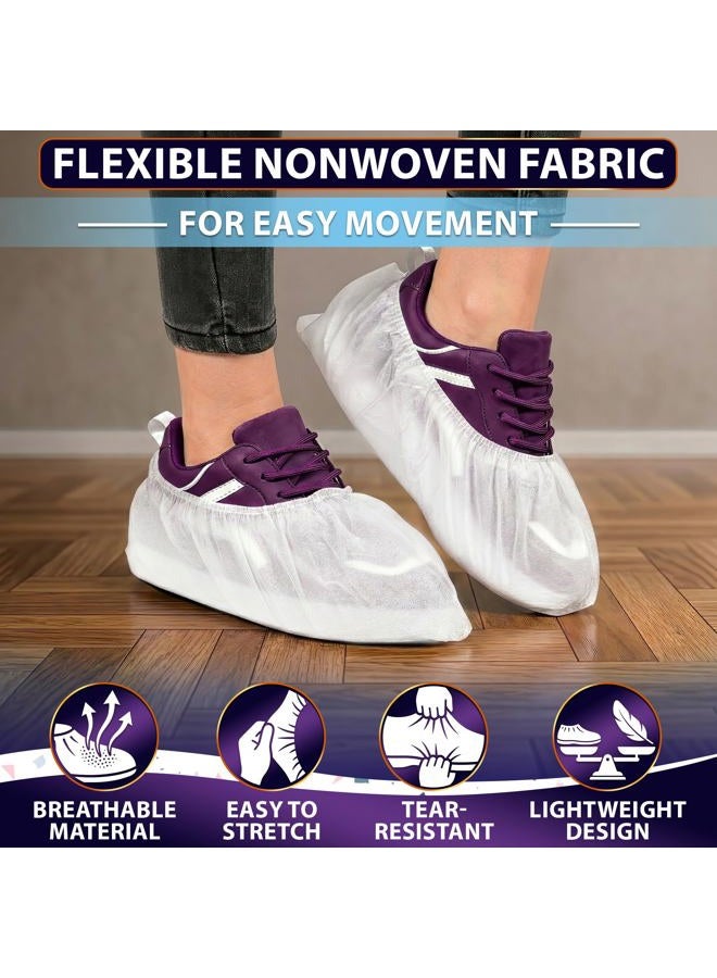 ZOKLU 100 Pack Disposable Shoe Covers Sneaker Boot Covers White Shoe Protectors Non Slip Durable Shoe Booties Cover One size(White) - Image 3