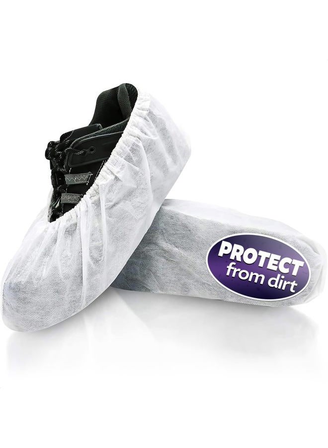 ZOKLU 100 Pack Disposable Shoe Covers Sneaker Boot Covers White Shoe Protectors Non Slip Durable Shoe Booties Cover One size(White) - Image 1
