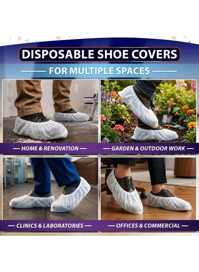 ZOKLU 100 Pack Disposable Shoe Covers Sneaker Boot Covers White Shoe Protectors Non Slip Durable Shoe Booties Cover One size(White) - Image 5