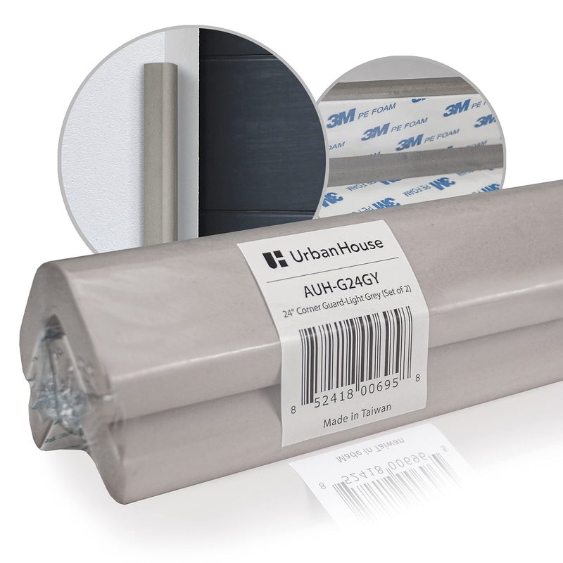 urbanhouse 2Pack HighDensity Corner Guard Edge Protector  Bumper for Parking Garages Workshops Baby Proofing Walls and Furniture  Neutral Grey 24 Inches