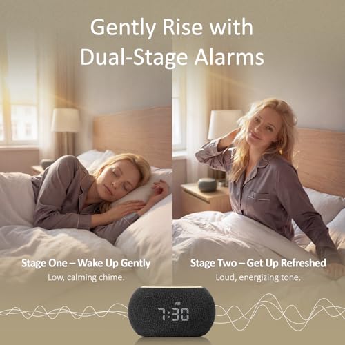 Hotmoon Alarm Clock with Sound Machine for Sleep, Luna Pro Dual-Stage Smart Alarm, 507 Sounds & 10 Healing Frequencies (108-963Hz), Pink Green Brown White Noise for Sleeping Adults Meditation, Plug In - Image 5
