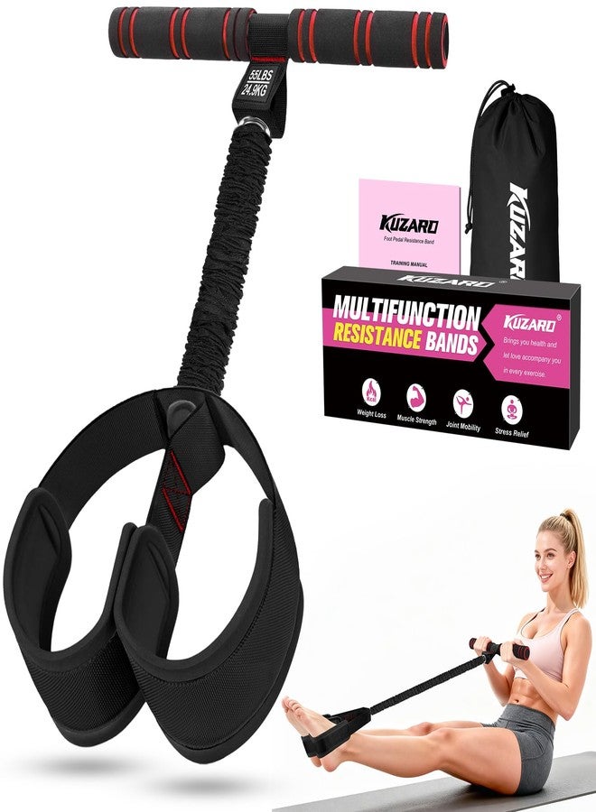 KUZARO Upgraded Pedal Resistance Band with Handles, Multifunction Foot Pedal Resistance Bands for Abdomen,Waist,Arm, Core/ABS,Leg Workout at Home - Physical Therapy,Stretching,Strength Equipment (Black) - Image 1