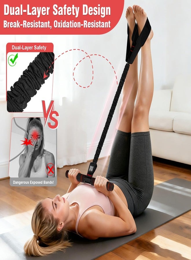 KUZARO Upgraded Pedal Resistance Band with Handles, Multifunction Foot Pedal Resistance Bands for Abdomen,Waist,Arm, Core/ABS,Leg Workout at Home - Physical Therapy,Stretching,Strength Equipment (Black) - Image 4