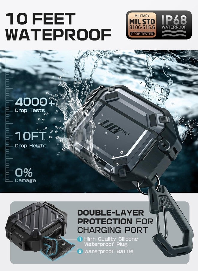 SUPCASE for AirPods 4 Case with Lock & Carabiner (Unicorn Beetle Pro), [IP68 Waterproof] [Military-Grade Protection] [Supports Wireless Charging] Anti-Scratch Hard Shell Waterproof Cover, Black - Image 2