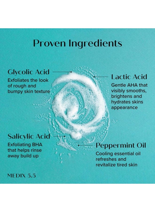 Medix 5.5 Glycolic Acid + Lactic Acid Exfoliating Body Wash Gel | KP Bump Eraser | AHA Exfoliant Skin Care Body Cleanser | Keratosis Pilaris & Acne | Anti Aging AHA Foaming Body & Face Wash, 15 Fl Oz - Image 3