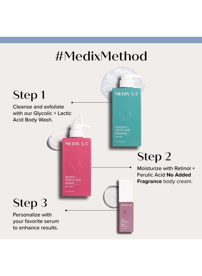 Medix 5.5 Glycolic Acid + Lactic Acid Exfoliating Body Wash Gel | KP Bump Eraser | AHA Exfoliant Skin Care Body Cleanser | Keratosis Pilaris & Acne | Anti Aging AHA Foaming Body & Face Wash, 15 Fl Oz - Image 2