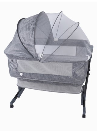 3-in-1 Portable Adjustable Baby Bedside Crib – Large Storage Basket, Travel Crib with Detachable Mosquito Net, Breathable & Soft Mattress, 360° Swivel Wheels – Light Grey - pzsku/Z0DF4289D13D3513B5785Z/45/1750859215/91f3112e-2091-43d3-b3a8-bc74d8d40ea8