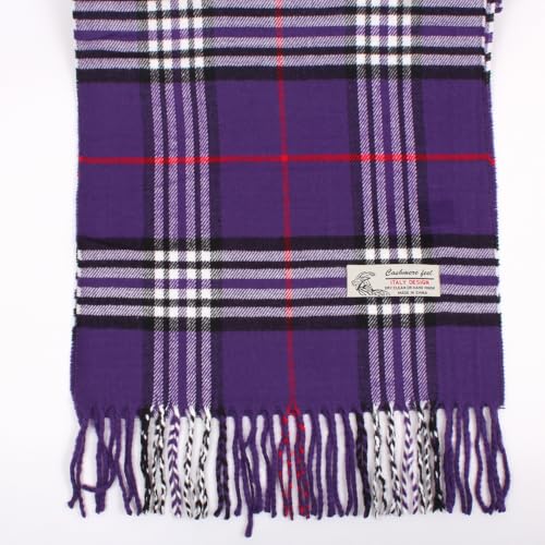 TZ Promise Plaid Cashmere Feel Classic Soft Luxurious Winter Scarf For Men Women (Purple) - Image 4