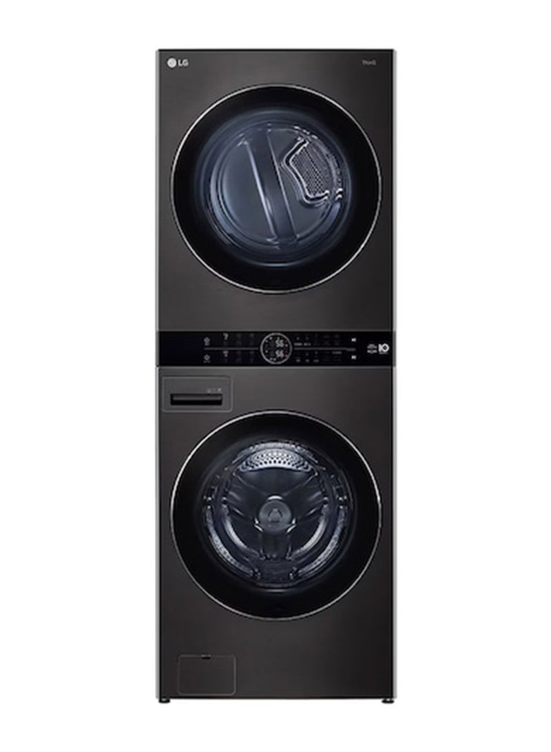LG Single Unit Front Load 21 Kg 16kg WashTower WasherDryer ThinQ WFi WK2116BST1 Black Steel WK2116BST1 Black Steel - Image 1