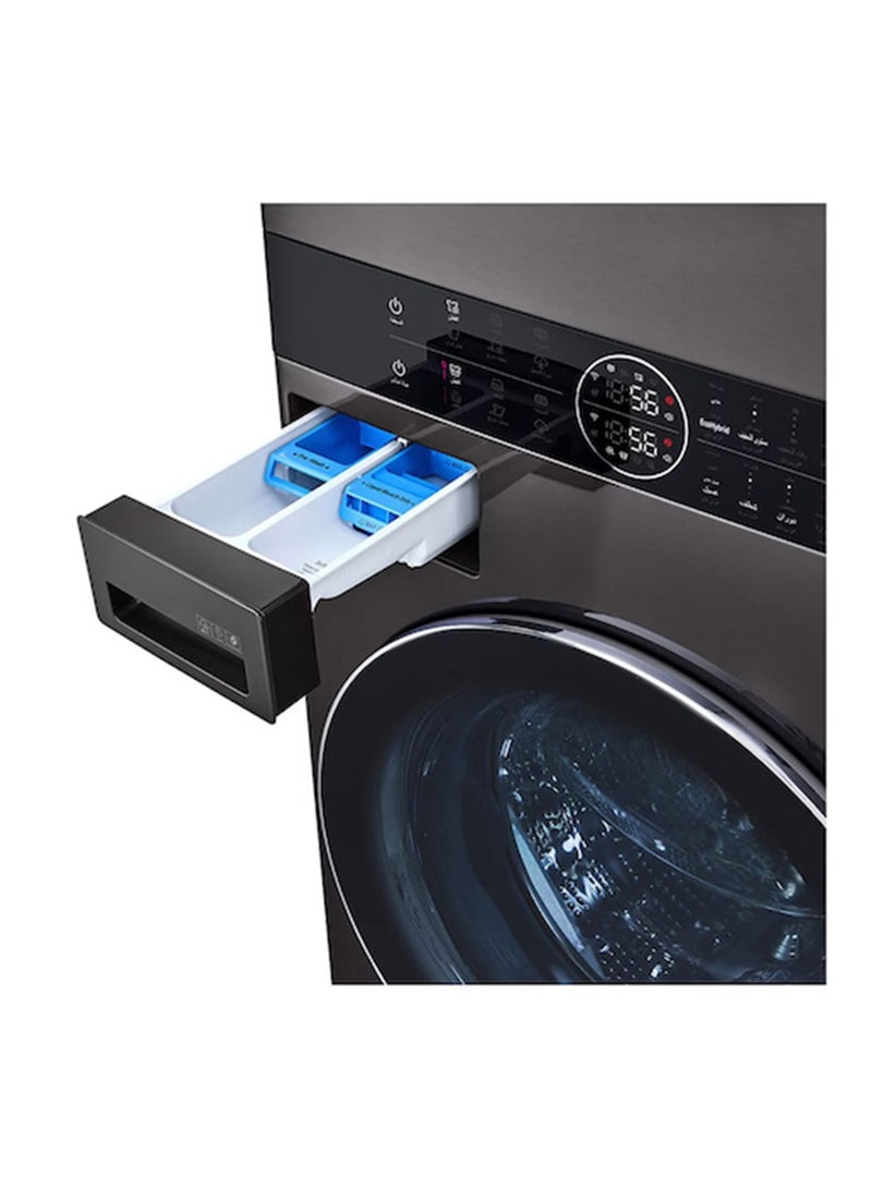 LG Single Unit Front Load 21 Kg 16kg WashTower WasherDryer ThinQ WFi WK2116BST1 Black Steel WK2116BST1 Black Steel - Image 4