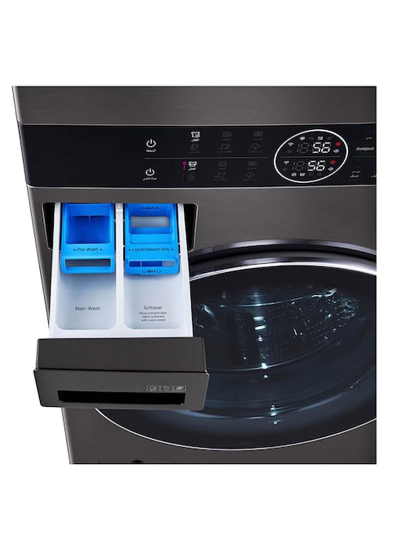 LG Single Unit Front Load 21 Kg 16kg WashTower WasherDryer ThinQ WFi WK2116BST1 Black Steel WK2116BST1 Black Steel - Image 5