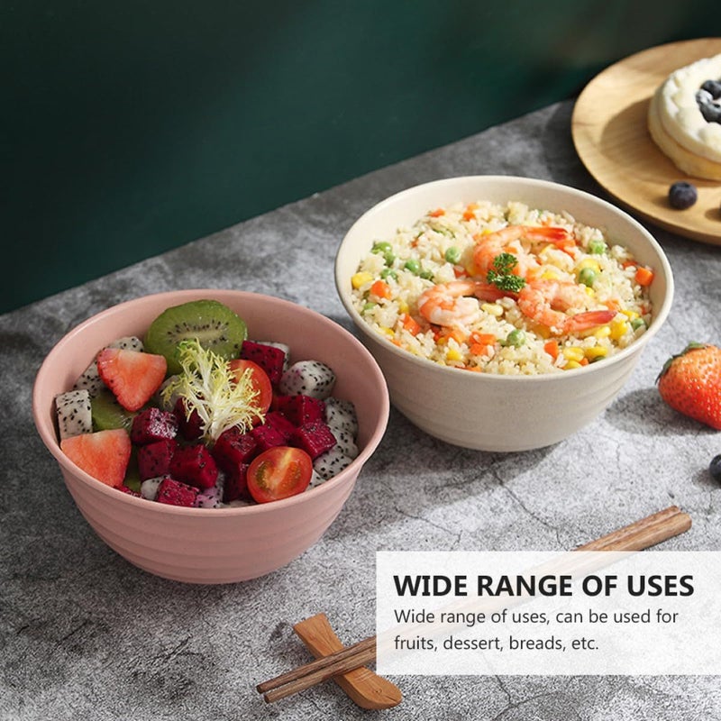 Wheat Straw Heat Resistant Soup Bowls Set of 4 Nordic Style 17cm Kitchen Serving Bowls - Image 5