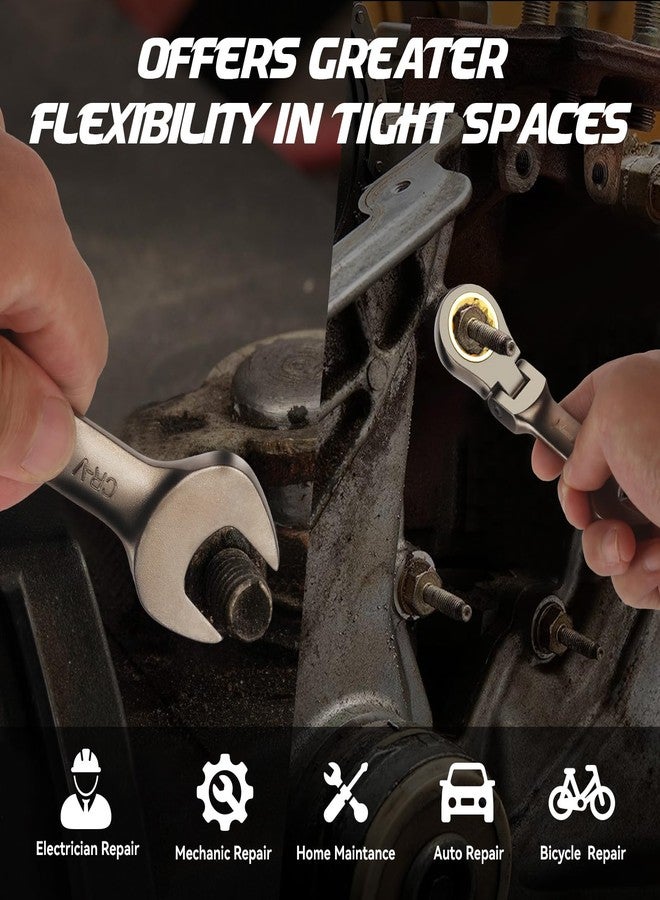 ديزن مجموعة مفاتيح ربط سقاطة قصيرة برأس مرن من DISEN، 9 قطع، 90 سنًا، مقاس متري 8-17 مم، CRV، مطلية بالنيكل، مجموعة مفاتيح ربط سقاطة مع حقيبة دوارة - Image 3