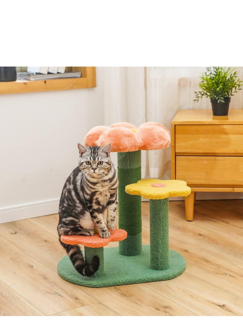 Altheqa Flower Cat Tree Activity with Scratching Post Pink - Small Indoor Cats Tower Natural sisal Scratcher Climbing Cute Cat Tree - Image 4