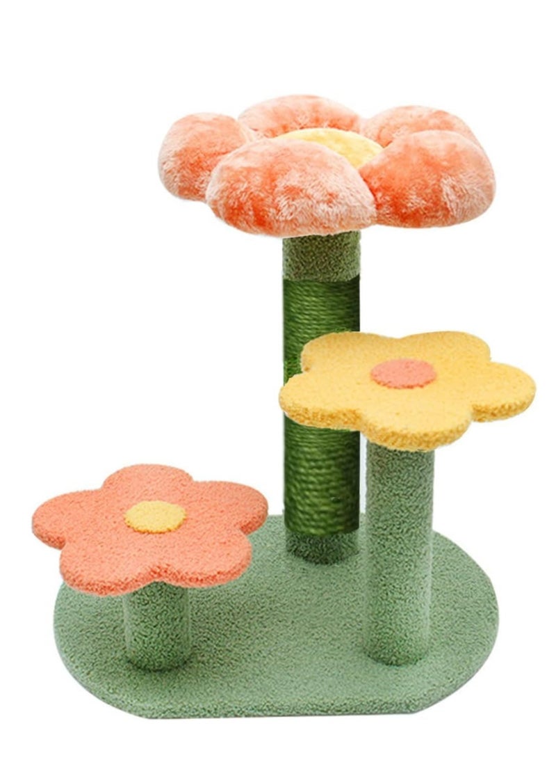 Altheqa Flower Cat Tree Activity with Scratching Post Pink - Small Indoor Cats Tower Natural sisal Scratcher Climbing Cute Cat Tree - Image 1