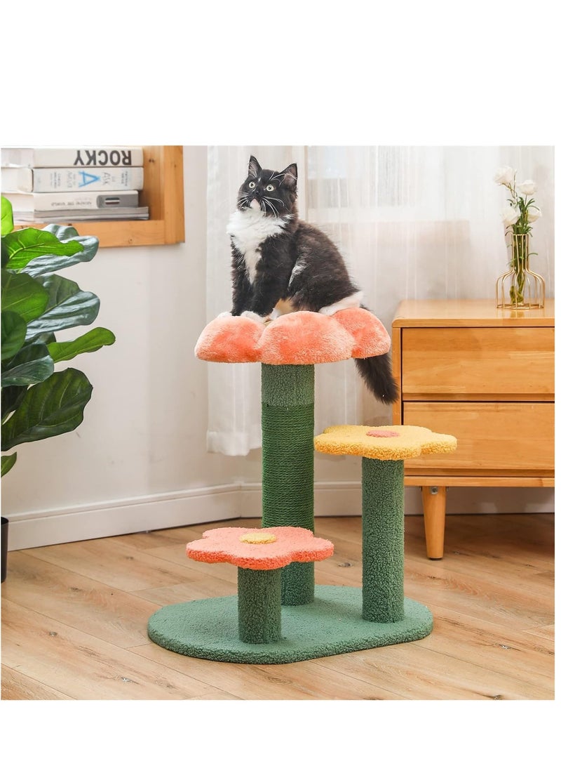Altheqa Flower Cat Tree Activity with Scratching Post Pink - Small Indoor Cats Tower Natural sisal Scratcher Climbing Cute Cat Tree - Image 5