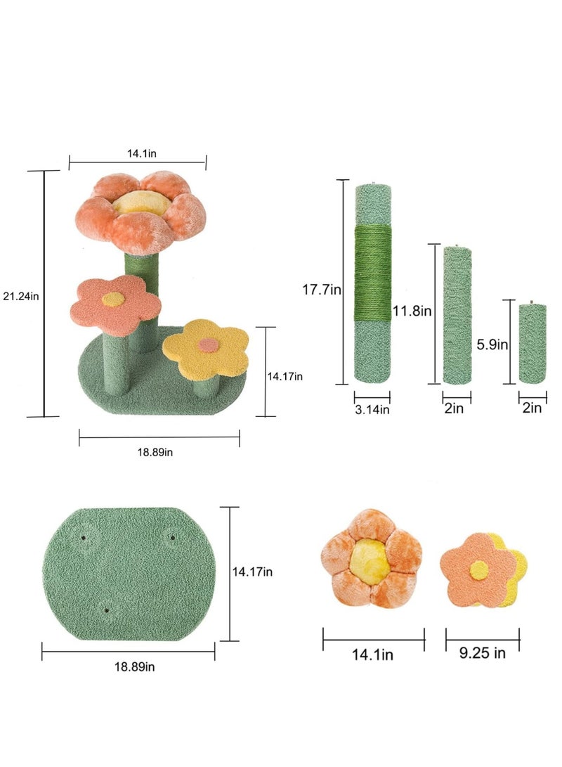 Altheqa Flower Cat Tree Activity with Scratching Post Pink - Small Indoor Cats Tower Natural sisal Scratcher Climbing Cute Cat Tree - Image 3