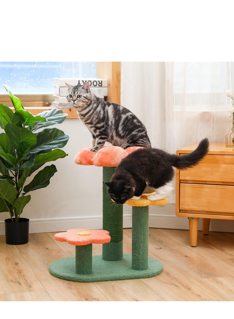 Altheqa Flower Cat Tree Activity with Scratching Post Pink - Small Indoor Cats Tower Natural sisal Scratcher Climbing Cute Cat Tree - Image 2