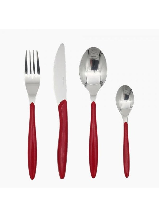 Zinnia 24-Piece Stainless Steel Cutlery Set - Red - Image 2