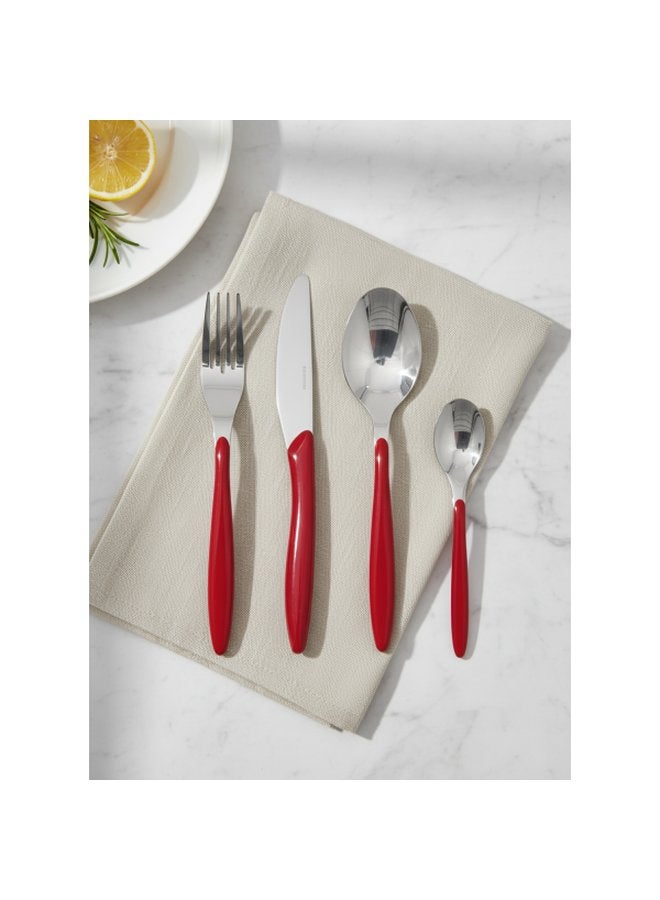 Zinnia 24-Piece Stainless Steel Cutlery Set - Red - Image 1