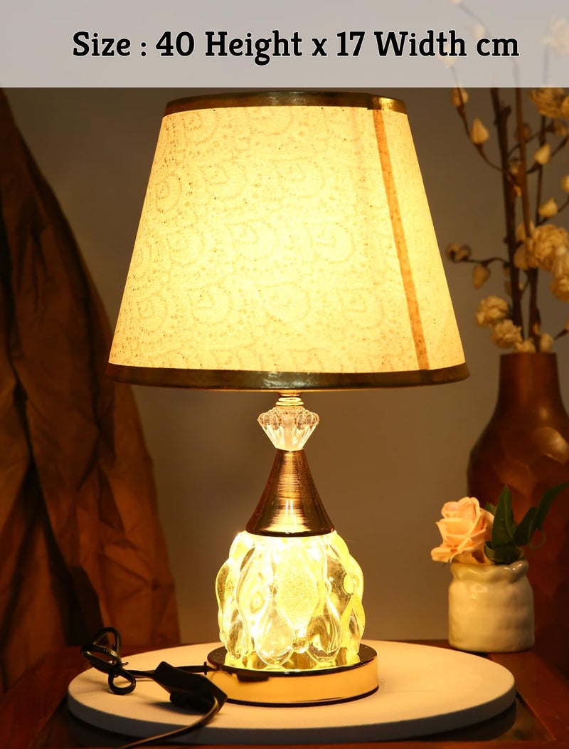 MUGATH Bedside Table Lamp, Hotel Light with LED Bulb, Crystal Nightstand Lamp with in-Line Switch, Rustic Accent Light for Home Decor, Metal Base Desk Lamp for Bedroom & Living Room (E, 40x17 cm) - Image 4