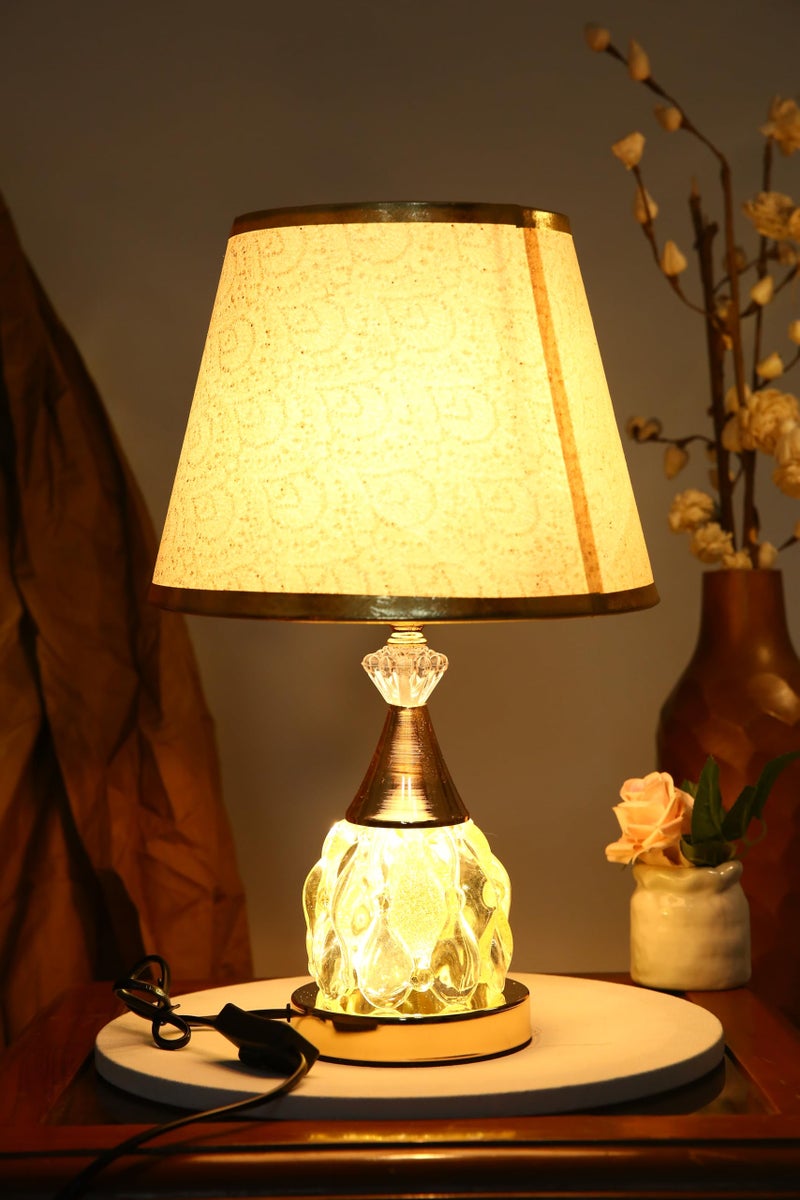 MUGATH Bedside Table Lamp, Hotel Light with LED Bulb, Crystal Nightstand Lamp with in-Line Switch, Rustic Accent Light for Home Decor, Metal Base Desk Lamp for Bedroom & Living Room (E, 40x17 cm) - Image 2