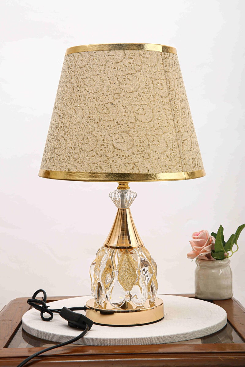 MUGATH Bedside Table Lamp, Hotel Light with LED Bulb, Crystal Nightstand Lamp with in-Line Switch, Rustic Accent Light for Home Decor, Metal Base Desk Lamp for Bedroom & Living Room (E, 40x17 cm) - Image 1